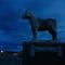 Limestone statue of draft horse from the Woodston Big Barn, Pete Felten sculptor, Frank Walker Museum, Stockton, KS