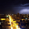 De noche, tormenta con truenos en Rio Cuarto, Córdoba, Argentina