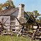 Log Cabin and Split-Rail Fence in Round Top