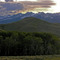 Sunset. Copper Basin. Pioneer Mountains from Charcoal Creek. Telephoto