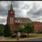 United Methodist Church on a cloudy day.