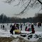 Joyful moments on frozen lake