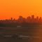 A Gorgeous, Golden-Orange, Peaceful Spring Sunset And Silhouettes Of The Edmonton Skyline From Near Sherwood Park AB East of Edmonton Apr '11