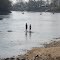 Boys Wade & Fish on Roanoke River Rock