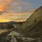 Gorgeous Sunset Colours Along The Upper Columbia River Near Invermere BC With Contrasting Mountains And Badlands Mar '11