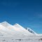 Mountains overlooking Kelsall Lake along Haines Road in Yukon in winter