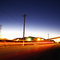 Truck drives intoPioneer sunset