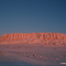 Sunrise rays against Doris Mesa as seen from Doris Lake, Nunavut