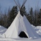 Snow covered tipi.
