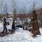 "Egg money" bronze sculpture in winter - honouring the spirit of Pioneer Women