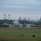looking south at the refineries