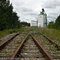 Wooden Grain Elevators and abandoned rails at Paradise Hill, Saskatchewan
