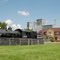 Union Pacific Railroad 2-8-0 Steam Locomotive No. 423 and the former Union Pacific Railroad Station in Gering, NE