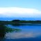 dark blue Alderman Lake at dusk