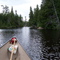 Scouting the next morning portage.