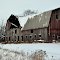 Old red barn - in Winter