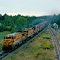 Maine Central Railroad Freight Train, with GE "Independence Class" U18B No. 404, "Kenneth Roberts", EMD GP38 No. 257 and GE "Independance Class" U18B No. 407, "Unity" at Carmel, ME