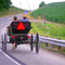 USA - PA. Amish County - an open Landauer on its way