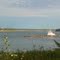 Barge and tug boat on Mackenzie River near Fort Providence