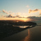 Matane, vue aerienne au soleil couchant