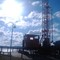 Sun shining upon Wawa's crane