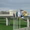 Flags flying at JFK: U.S., New York State, New Jersey, New York City, Queens, Port Authority [002378]