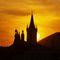 Sunset in the Czech Republic - St. Stephen's Cathedral and All Saints Church with Radobýl hill in Litoměřice.