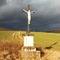 Winter in the Czech Republic - Cross with Jesus Christ before the storm (HDR)