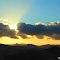 Sunset in the Czech Republic. The view from the ruins of Kamýk of the mountains České středohoří