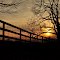 Farm fence fades into the sunset