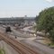 On a bridge over a railroad yard