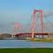 The 500 m long mainspan of the Emmerich Rhine suspension-bridge at 2 Januari 2013