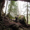 Looking out of a cave.