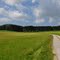 Feldweg unter weiss blauem Himmel