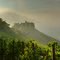 Marienburg und Moseltal im Nebel mit Sonnenschein