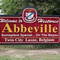 "Welcome to Historic Abbeville" Sign, Entering Abbeville, Louisiana on U.S. Highway 167 Southbound