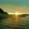 Beige sunset  on the lake.