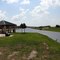 Small park with picnic area, wading birds