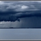 A thunderstorm is approaching Öland from Kalmarsund