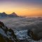 View to sunset  behind the Zugspitze in an altitude of 2374 meters - near from Meilerhütte (analog slide)