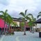 Plaza con palmeras.