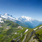 Panorama view to Col de Balme and France from a peak in Switzerland