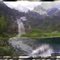 FONDU DE DEUX PHOTOS : LE LAC D'ISABY ET LA CASCADE DU PONT D'ESPAGNE
