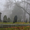Old North Cemetery in a Foggy Morning