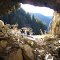 Looking out mine shaft