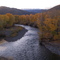 Big Bend in the Big Lost River downsteam of Bartlett Pt. Bridge, Boulder Mtns. in background