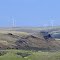 Wind turbines on the north end of the Blackfoot Mountains SE by E of Idaho Falls, Idaho
