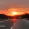 Colorful sunset along I-74 Westbound between Cincinnati OH and Indianapolis IN, USA