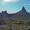 In the jumbled rocks named "the Needles," south of Needles, California just inside Arizona