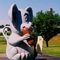 Tacky sculpture of mouse and cheese at the Mauston Park Oasis Mauston Wisconsin USA (I-94)